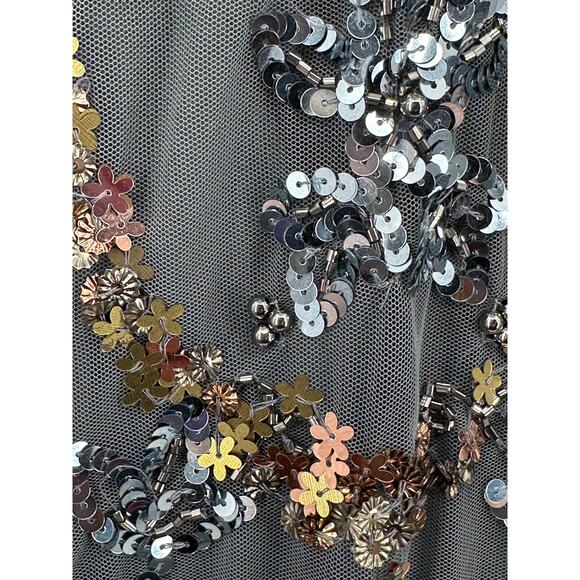 Mac Duggal Charcoal Embellished Illusion High Neck L/S A Line Gown [ 24 ]‎ - Picture 10 of 13